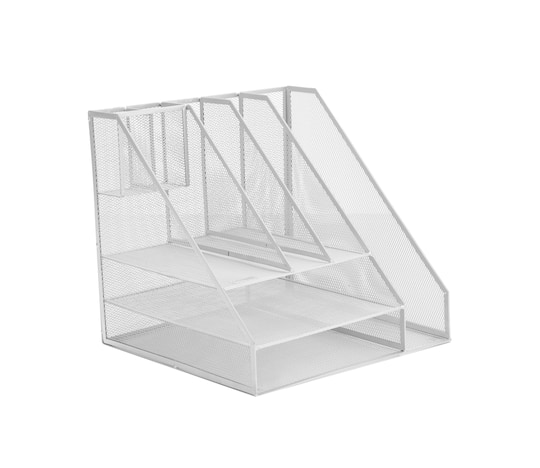Mind Reader White 8-Compartment Desktop Paper Tray